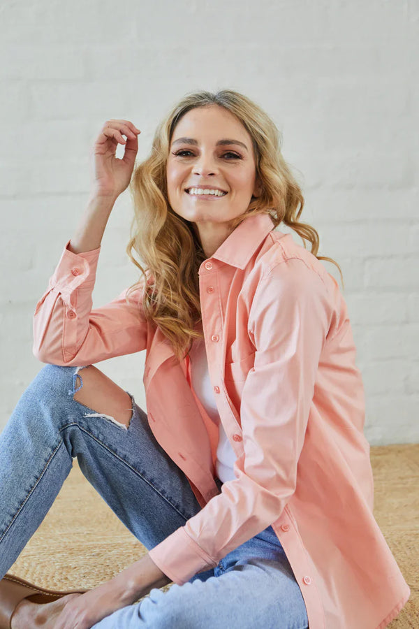 Cotton Peach Boyfriend Shirt