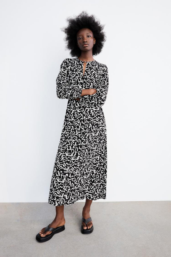 Patterned Midi Dress